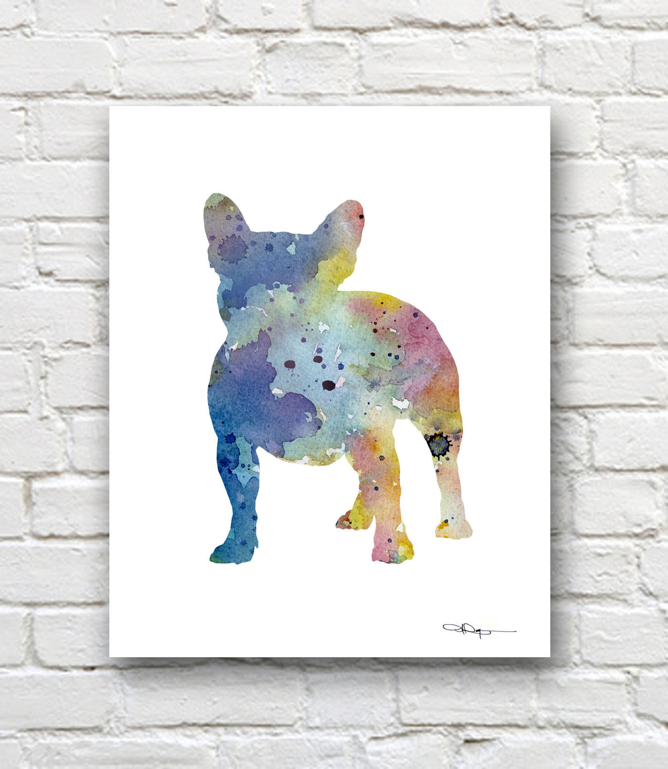 French Bulldog Abstract Watercolor Painting Contemporary Art Print By Artist Djr
