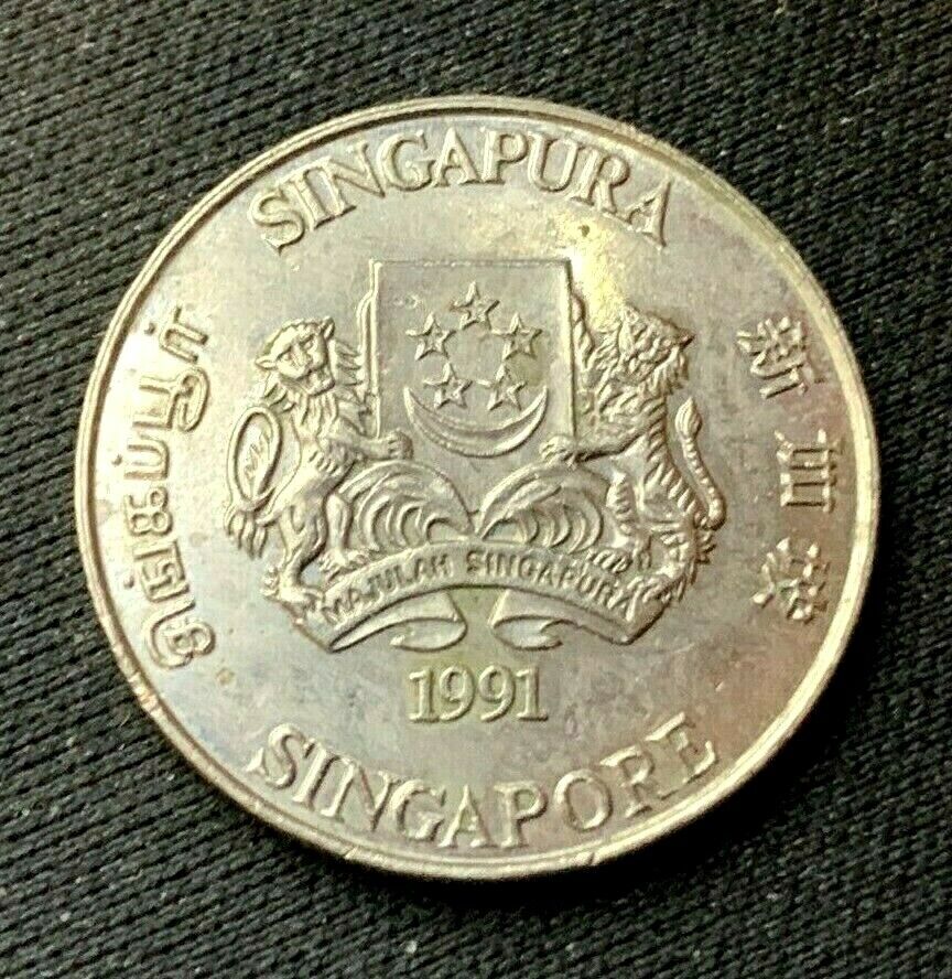 1991 Singapore 20 Cents Coin Unc   World Coin   Copper Nickel   #k1110