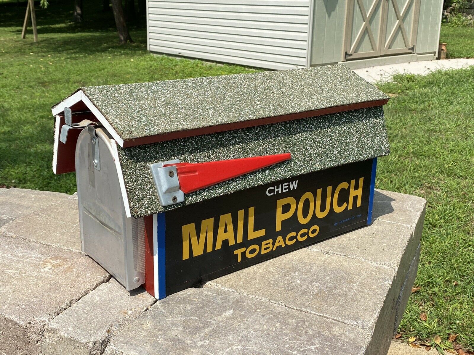 Vintage Mail Pouch Tobacco Barn Mail Box Signed By Harley Warrwick 1994