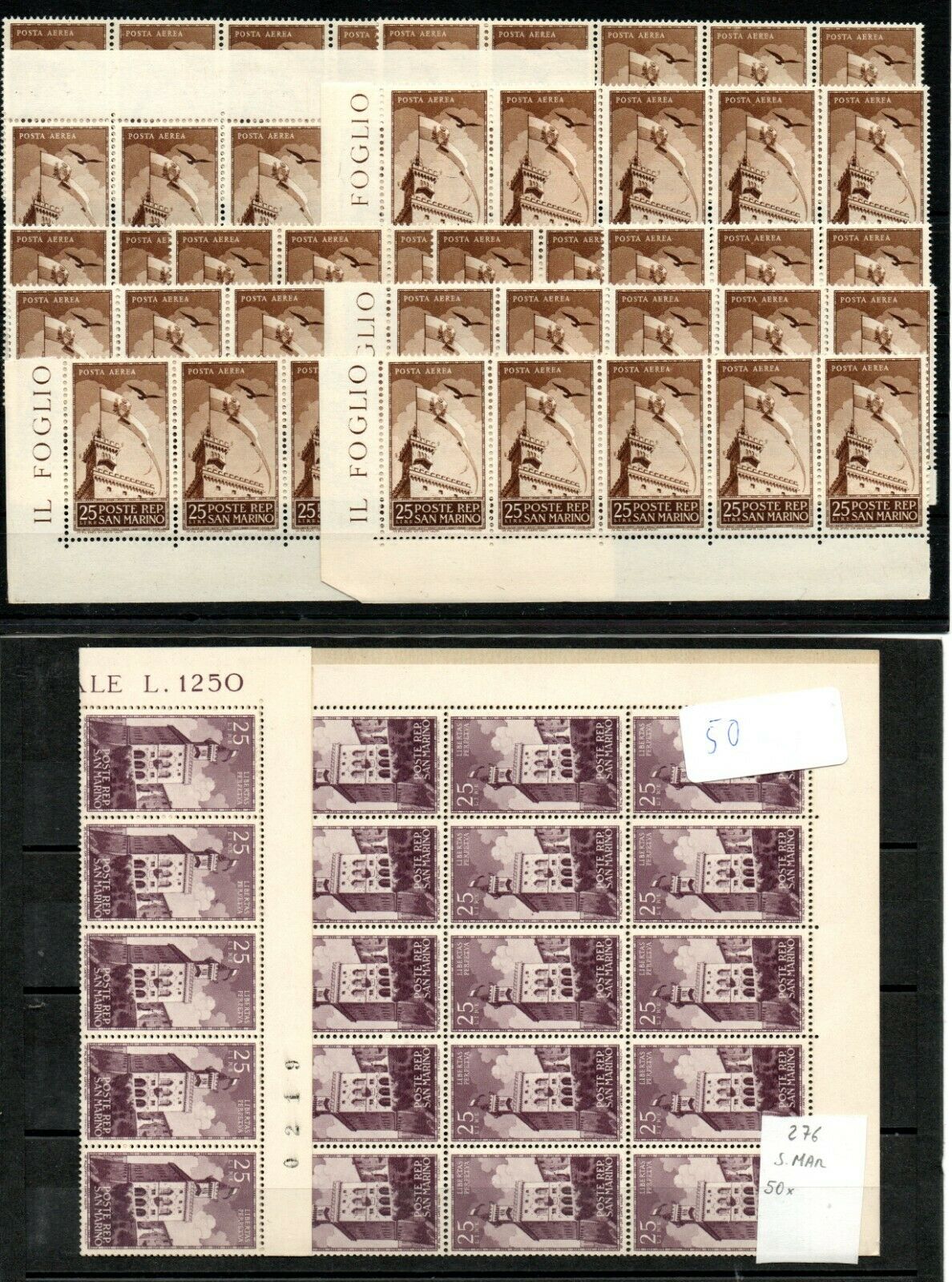 San Marino , 1945 , Palace , 50 Better Sets Of Two , Cv Us $ 1900 , Mnh