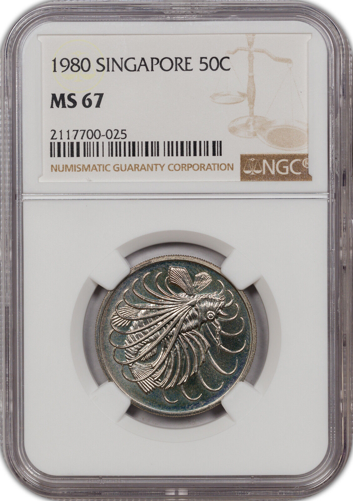 1980 Singapore 50c Ngc Ms67