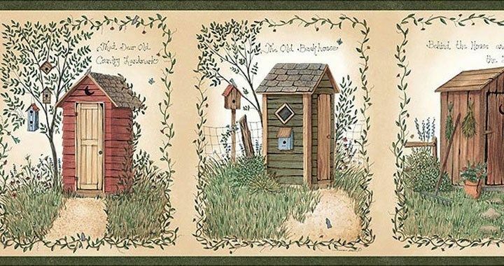 Outhouses With Country Sayings Easy Walls Wallpaper Border Ctr50321b
