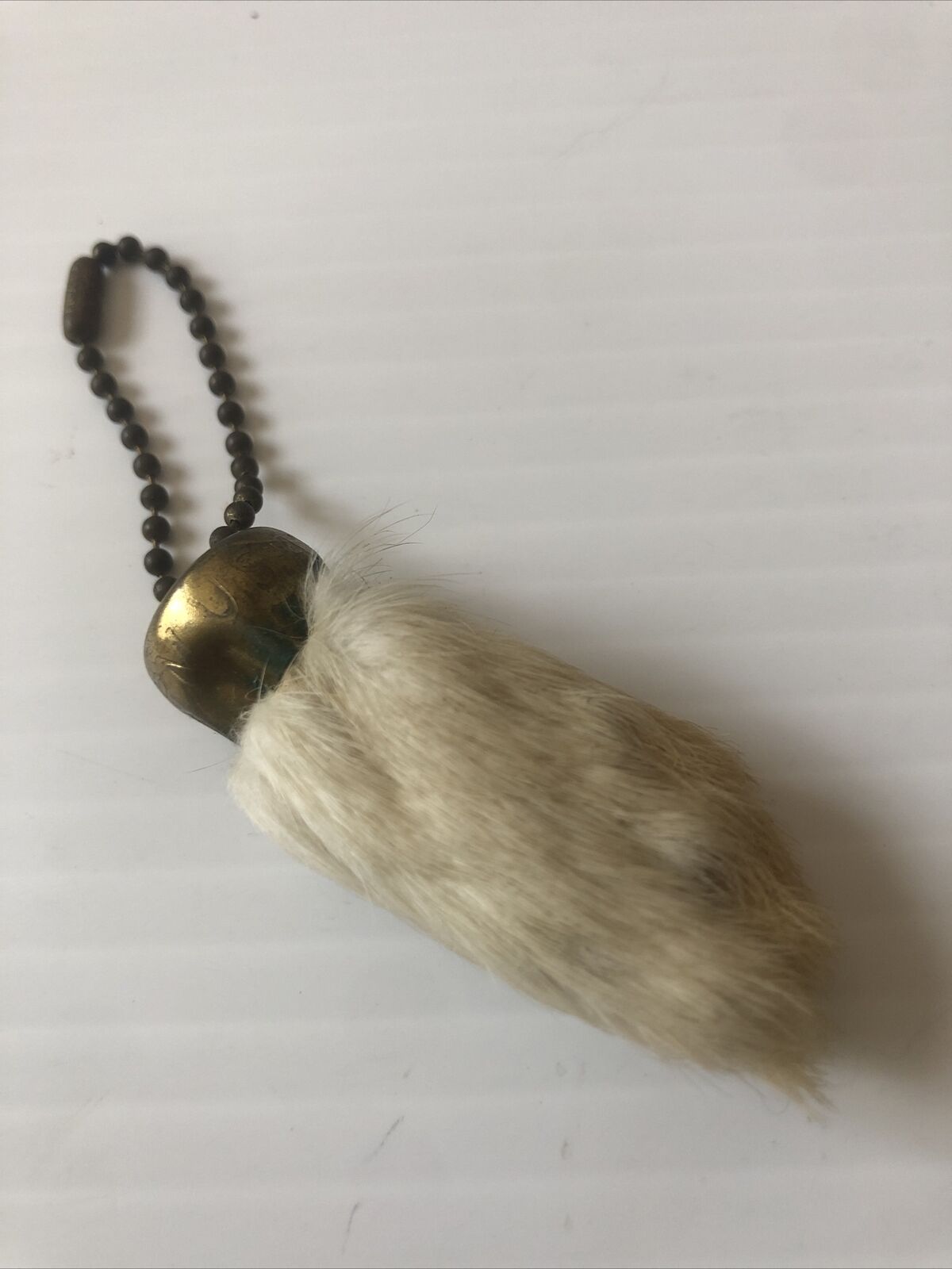 Vintage 1960's Lucky Charm Rabbit’s Foot Keychain - White