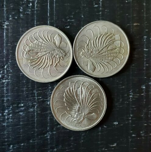 Singapore Coin 50 Cents Mint Unc Coins Lionfish 1967 1970 1976 Bu