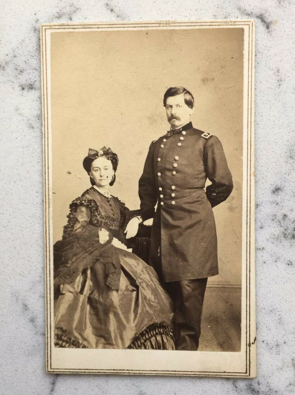 Antique Cdv Photograph Union General George Mcclellan Wife Fredericks Civil War
