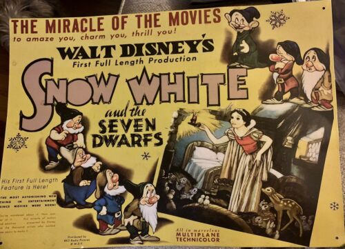 Snow White And The Seven Dwarfs Disney Metal Sign W.d.p Repro