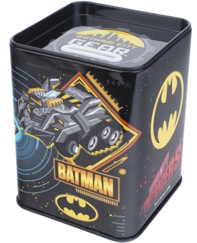 Dc Batman Saving Tin Coin Bank Still Piggy Cash Can Case Box / Pencil Pen Holder