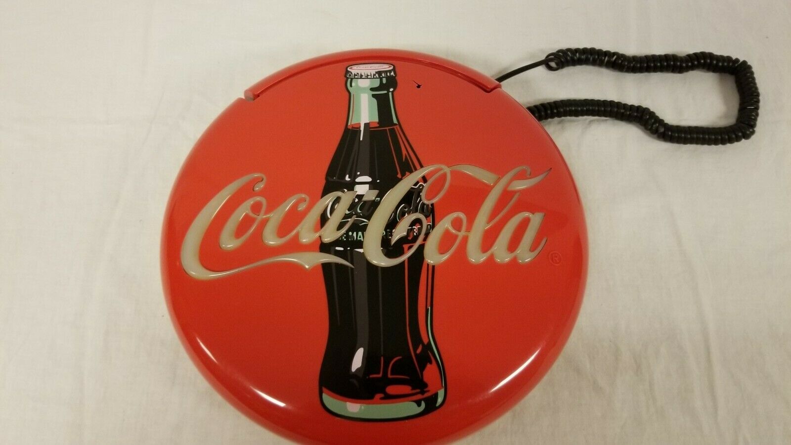 1995 Coca-cola Blinking Light Disc Telephone With Box And Instruction Manual