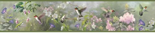 Hummingbirds Above The Blooms Green Edge Easy Walls Wallpaper Border Htm48532b