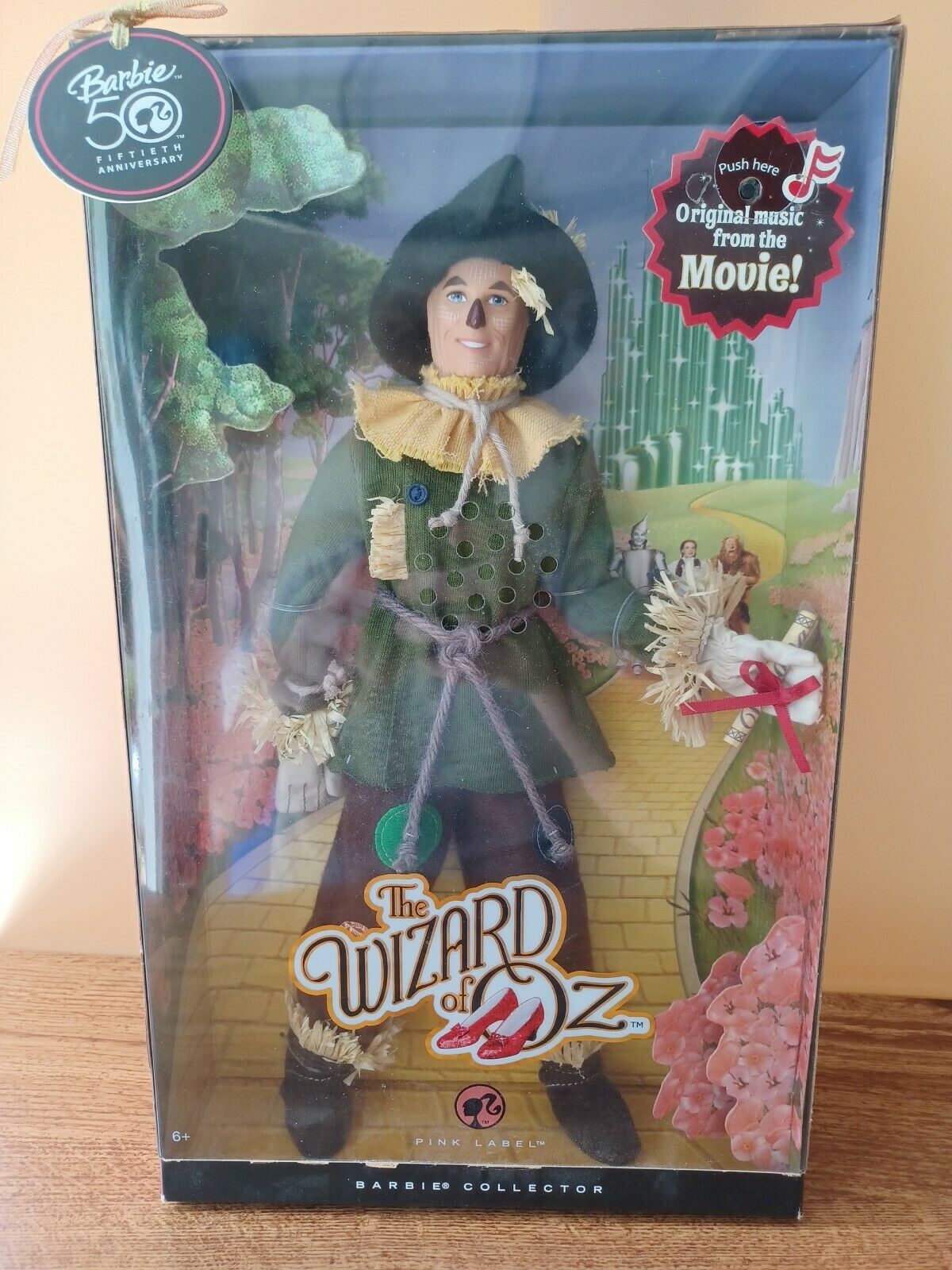 Wizard Of Oz Barbie Scarecrow Ken Pink Label Doll Sings 2009