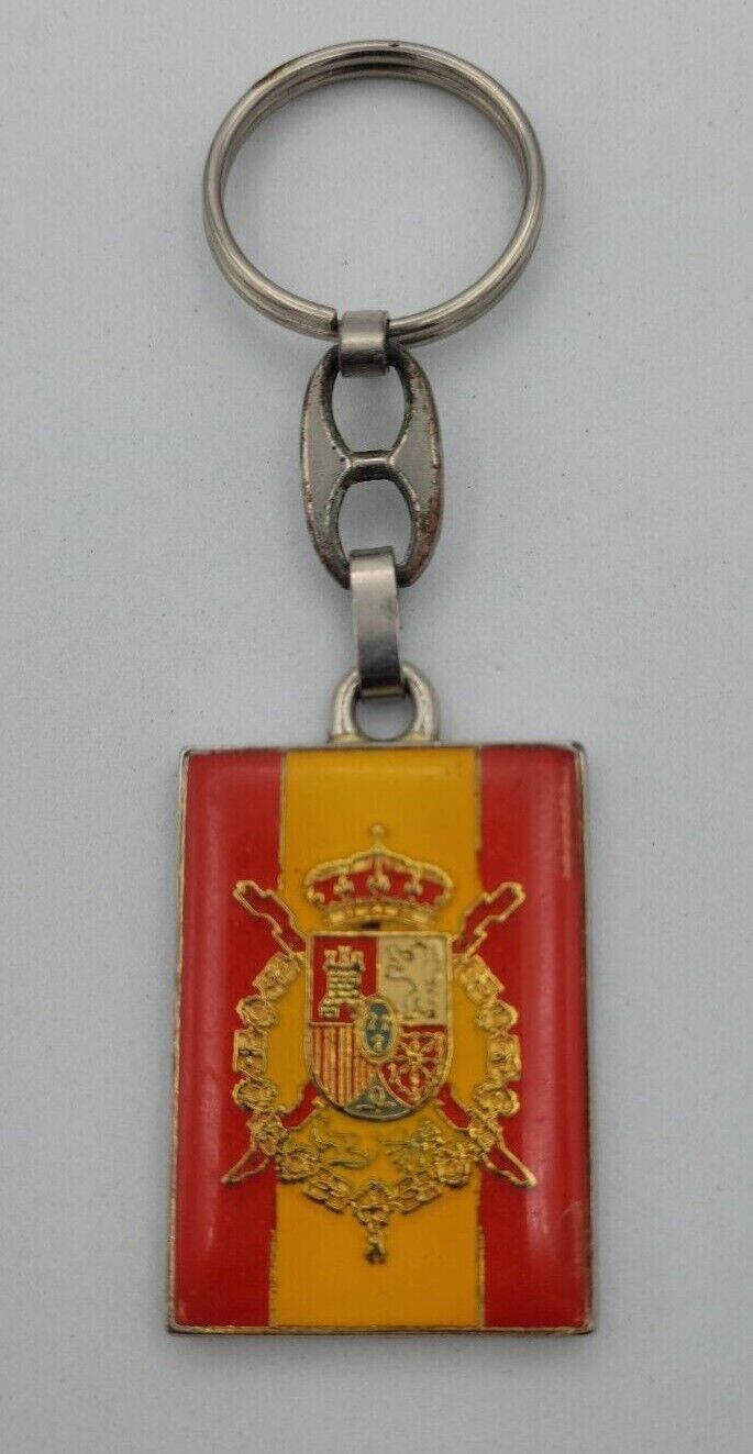 Vintage Juan Carlos I Y Sofia Reyes De Espana Metal Keychain Crest Spain Enamel