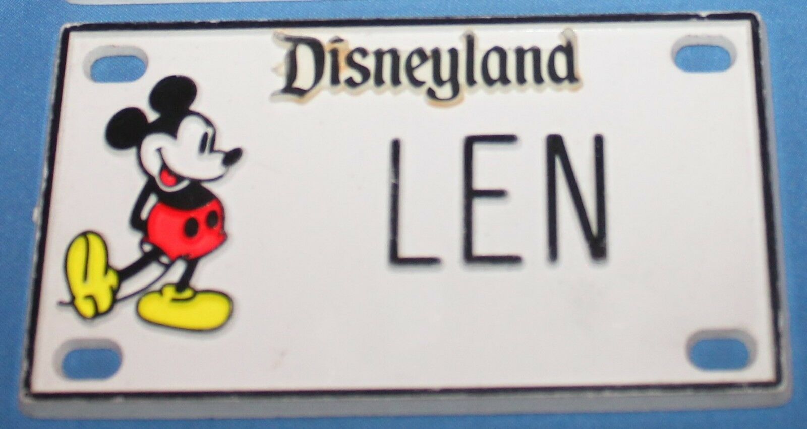 Vintage Disneyland Mickey Mouse Len Plastic Name License Plate