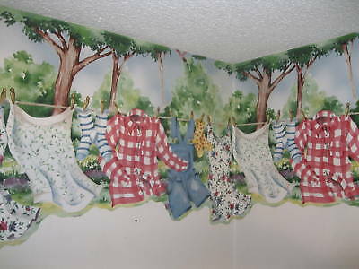 * Beautiful Clothsline Laundryroom  20 " Wallpaper Border Wall Die Cut