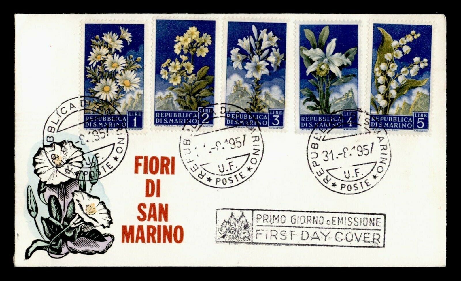 Dr Who 1957 San Marino Fdc Flowers  C245386