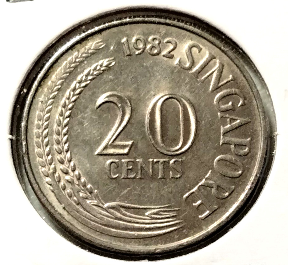 1982 Singapore  20 Cents Coin - Km#4 -  Combined Shipping - (inv#3592)