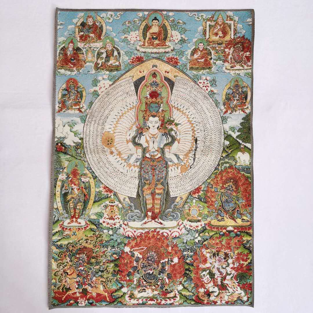 36" Tibet Tibetan Cloth Silk 1000 Arms Avalokiteshvara Kwan-yin Tangka6254
