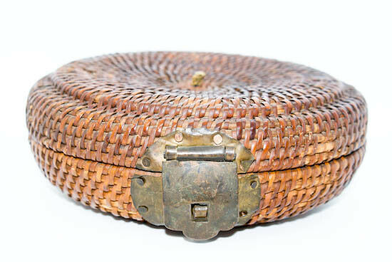 1800s Asian Basket With Brass Hinges