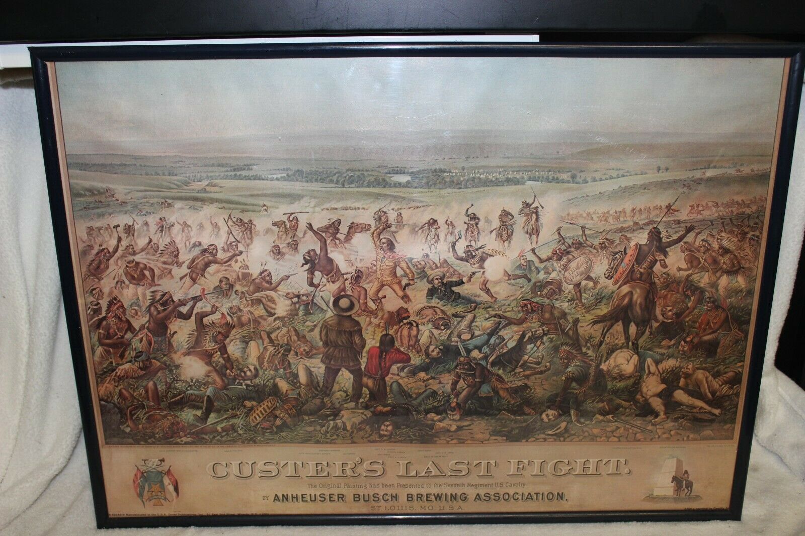 Vintage Anheuser Busch Brewing Company Custer's Last Fight Print W/frame