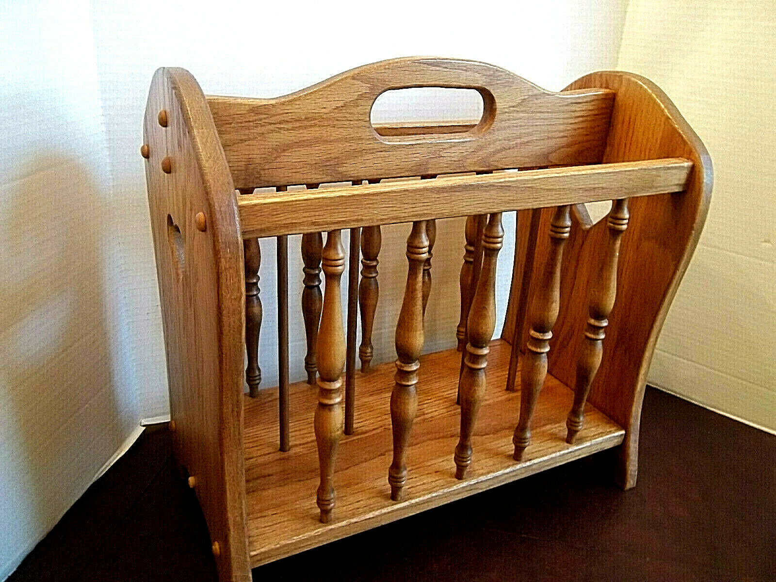 Solid Oak Wood Magazine Rack Double-sided Country Style Amish Made