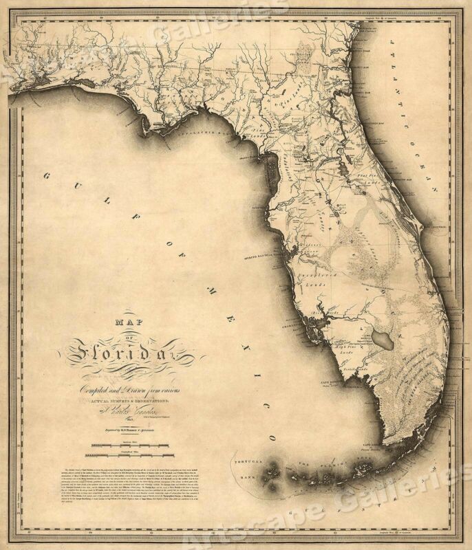 1823 Historic Map Of Florida And Gulf Of Mexico - 20x24