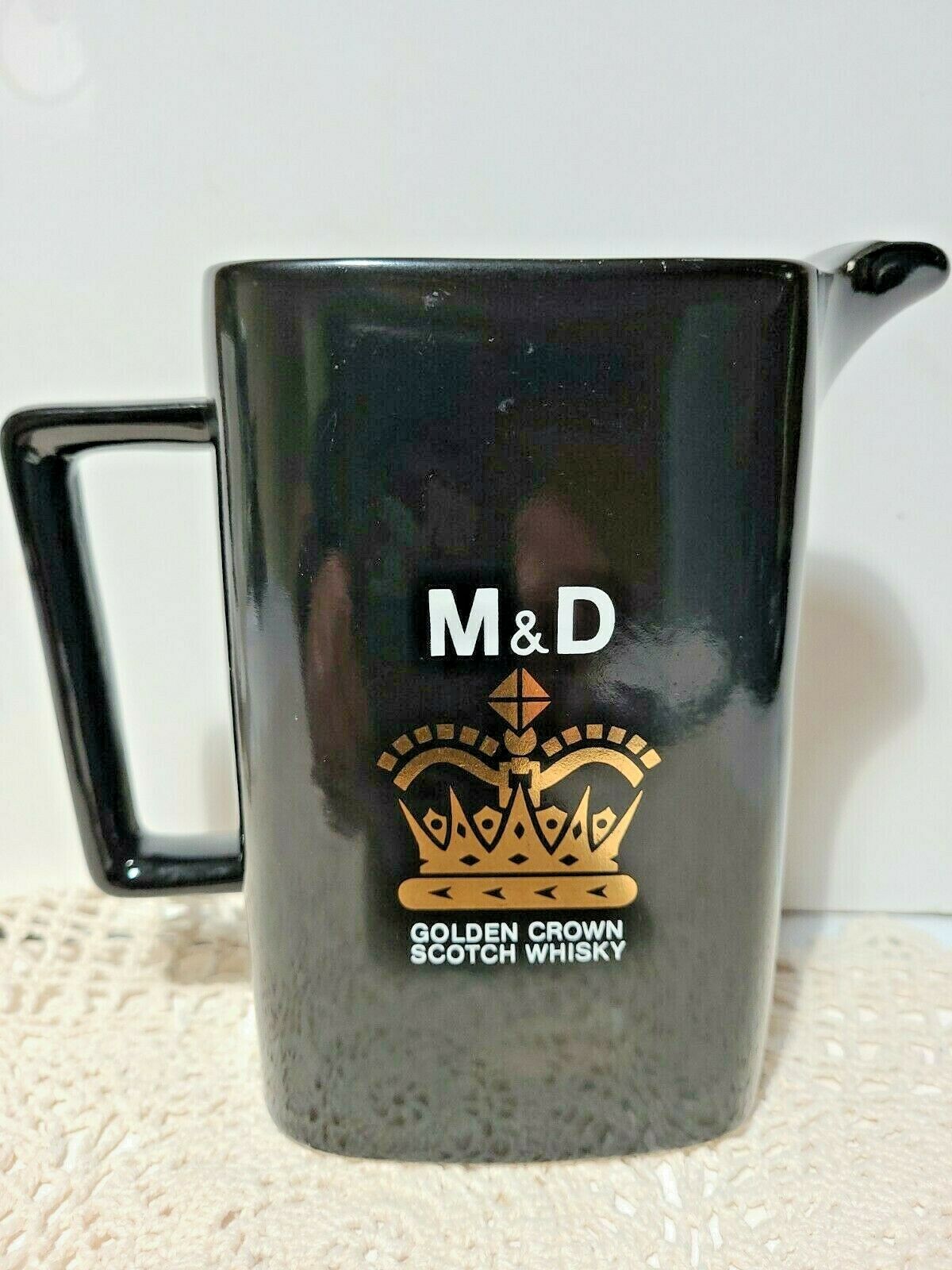 M&d Golden Crown Scotch Whisky Pub Water Pitcher-henry W. King-england 5.5"