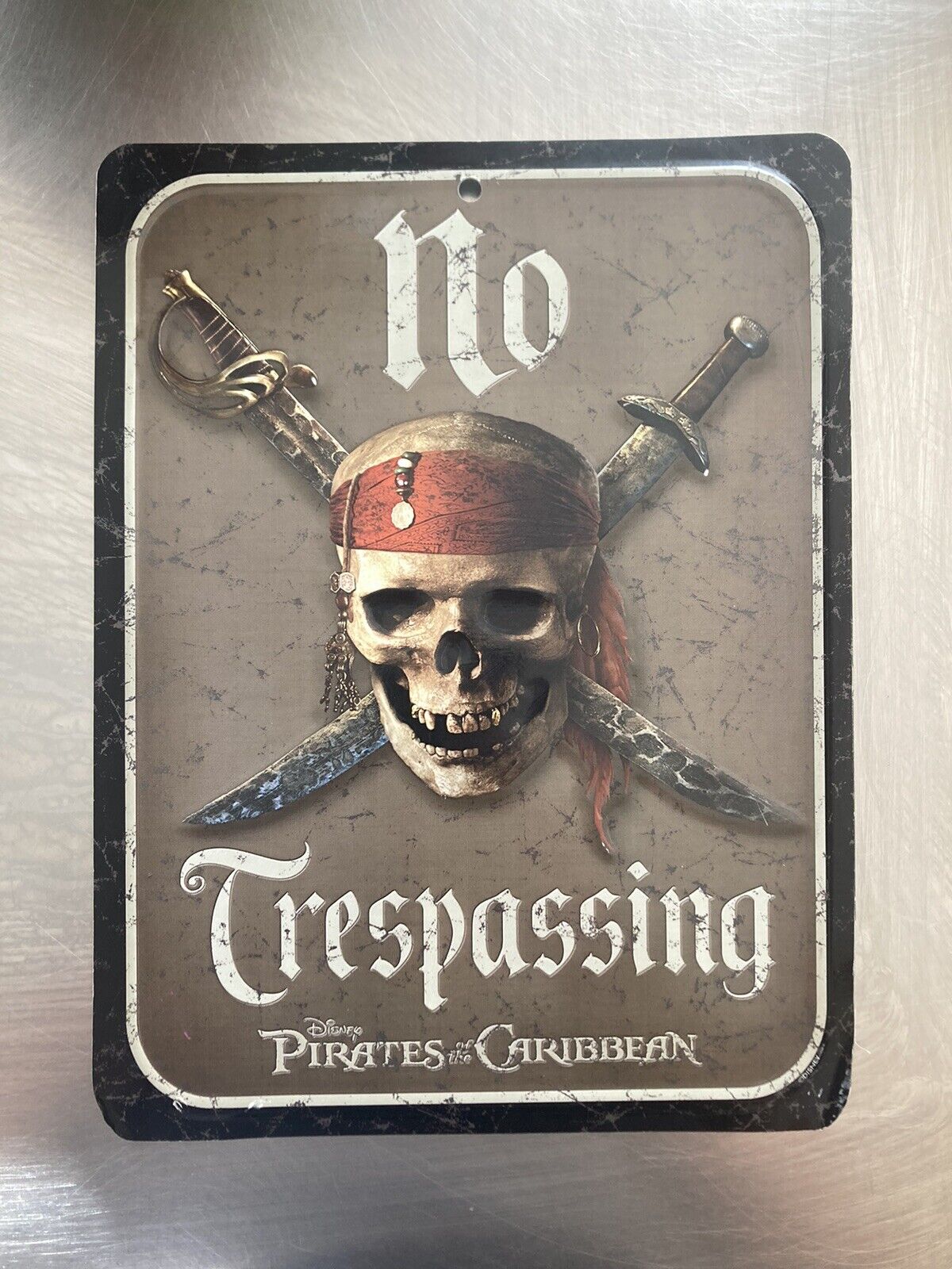 Pirates Of Caribbean No Trespassing Tin Door Sign 8.5 X 11 Wdw Disney Bedroom