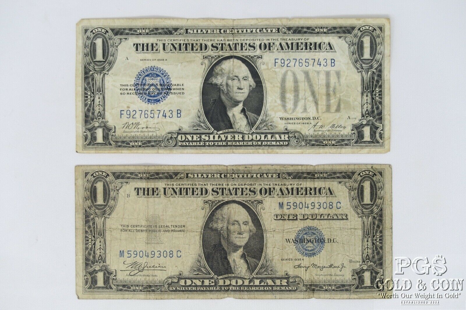 1928-a $1 Silver Certificate Funnyback 1935-a Wwii Short Snorter 2 Us Notes21285