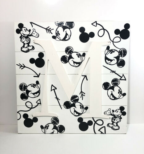Disney Mickey Mouse Wood Wall Hanging Art 15”x15” 3d “m” Wood Sign Wall Hanger.