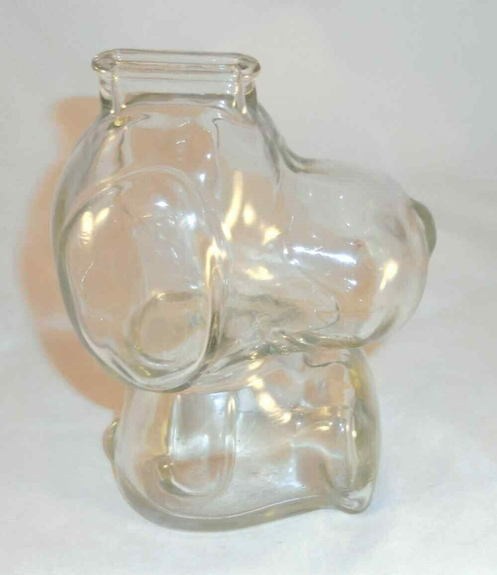 Vintage Clear Glass Still Penny Bank Charles Schulz's Snoopy Sitting